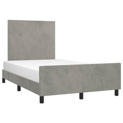 Estrutura de cama c/ cabeceira 120x190 cm veludo cinza-claro