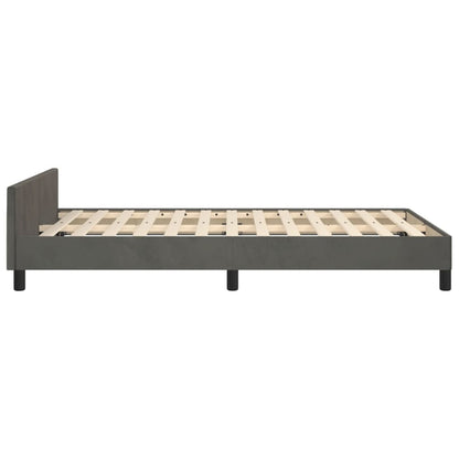 Estrutura de cama c/ cabeceira 120x190 cm veludo cinza-escuro