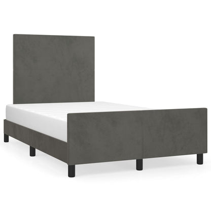 Estrutura de cama c/ cabeceira 120x190 cm veludo cinza-escuro