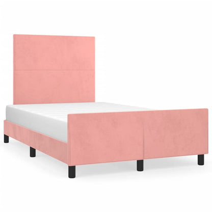 Estrutura de cama com cabeceira 120x190 cm veludo rosa