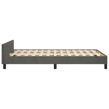 Estrutura de cama c/ cabeceira 120x190 cm veludo cinza-escuro