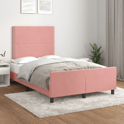 Estrutura de cama com cabeceira 120x190 cm veludo rosa