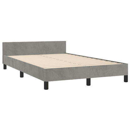 Estrutura de cama c/ cabeceira 120x190 cm veludo cinza-claro