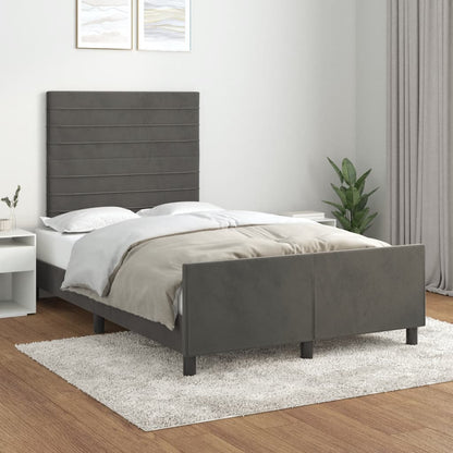 Estrutura de cama c/ cabeceira 120x190 cm veludo cinza-escuro