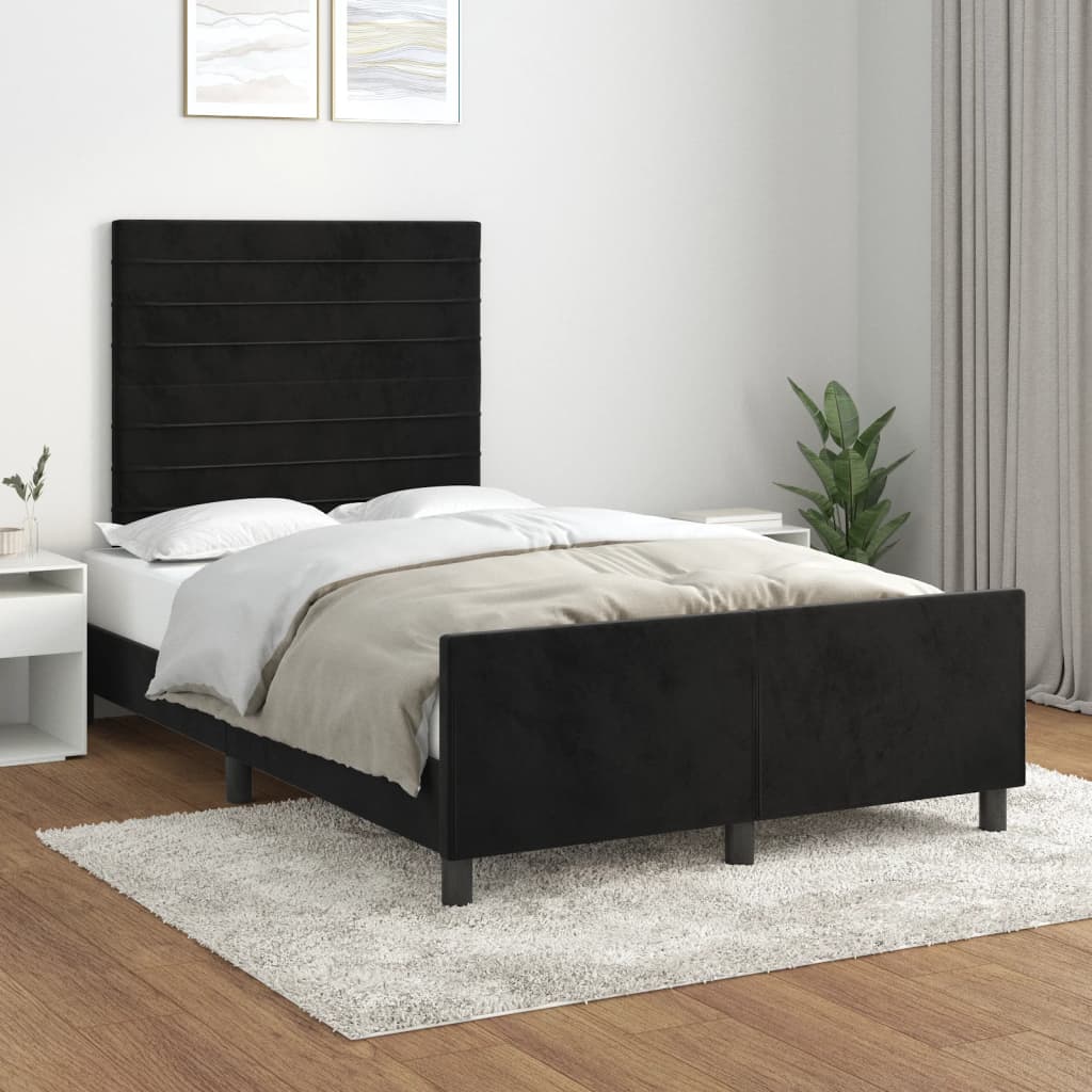 Estrutura de cama com cabeceira 120x190 cm veludo preto