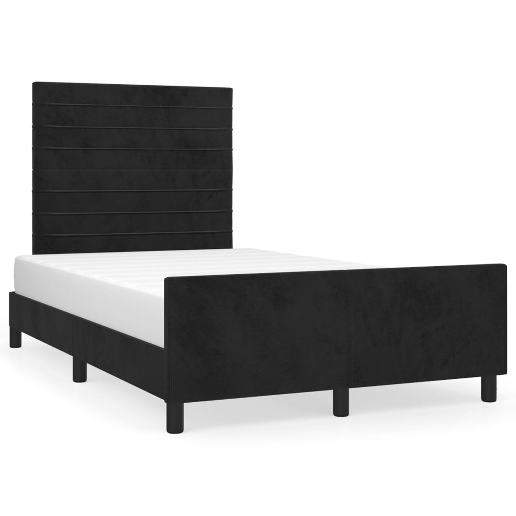 Estrutura de cama com cabeceira 120x190 cm veludo preto