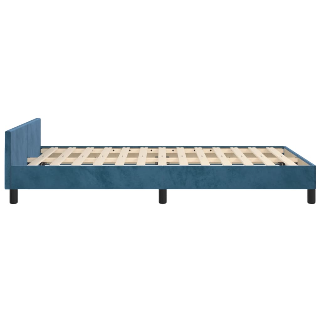 Estrutura de cama c/ cabeceira 120x190 cm veludo azul-escuro