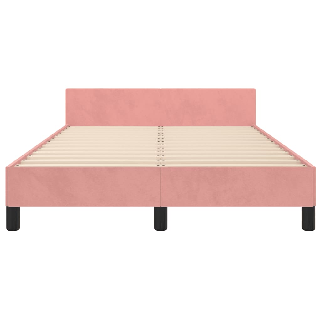 Estrutura de cama com cabeceira 120x190 cm veludo rosa