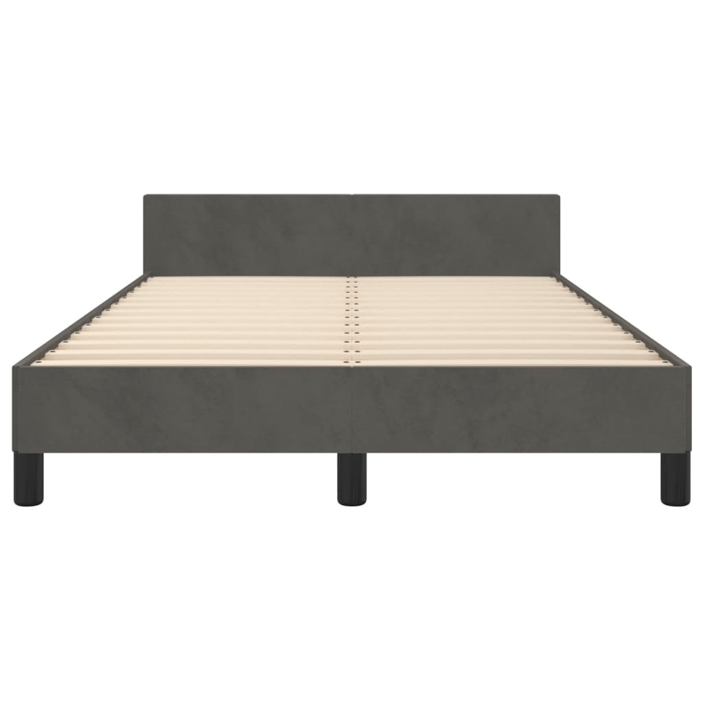 Estrutura de cama c/ cabeceira 120x190 cm veludo cinza-escuro