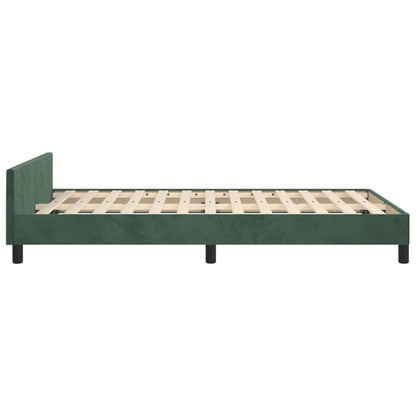 Estrutura de cama c/ cabeceira 120x190 cm veludo verde-escuro