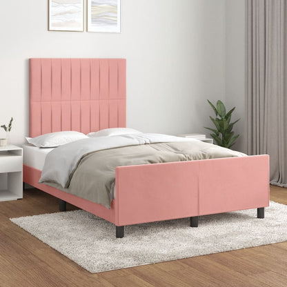 Estrutura de cama com cabeceira 120x190 cm veludo rosa