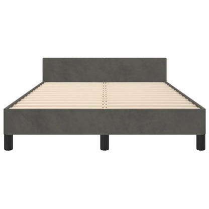 Estrutura de cama c/ cabeceira 120x190 cm veludo cinza-escuro