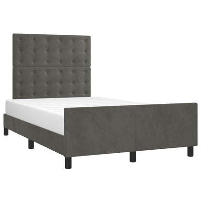 Estrutura de cama c/ cabeceira 120x190 cm veludo cinza-escuro