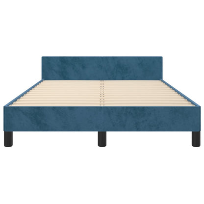 Estrutura de cama c/ cabeceira 120x190 cm veludo azul-escuro