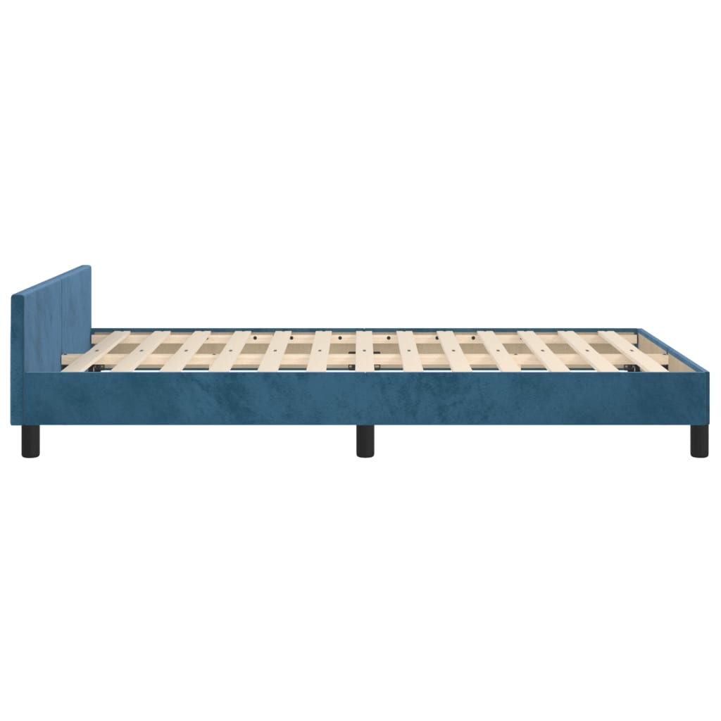 Estrutura de cama c/ cabeceira 120x190 cm veludo azul-escuro