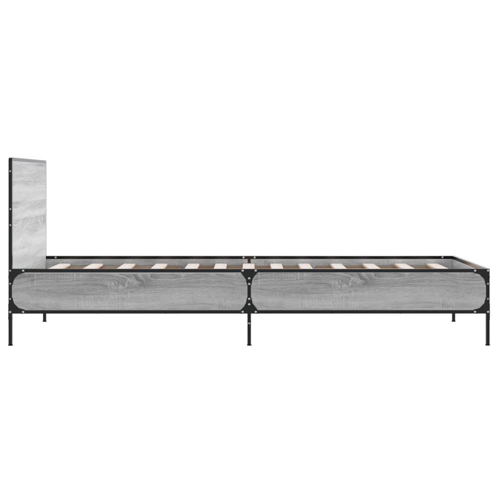 Estrutura cama 100x200 cm derivados madeira/metal cinza sonoma