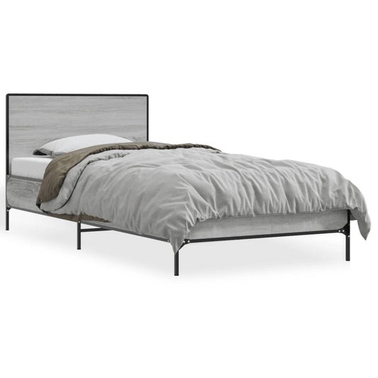 Estrutura cama 100x200 cm derivados madeira/metal cinza sonoma