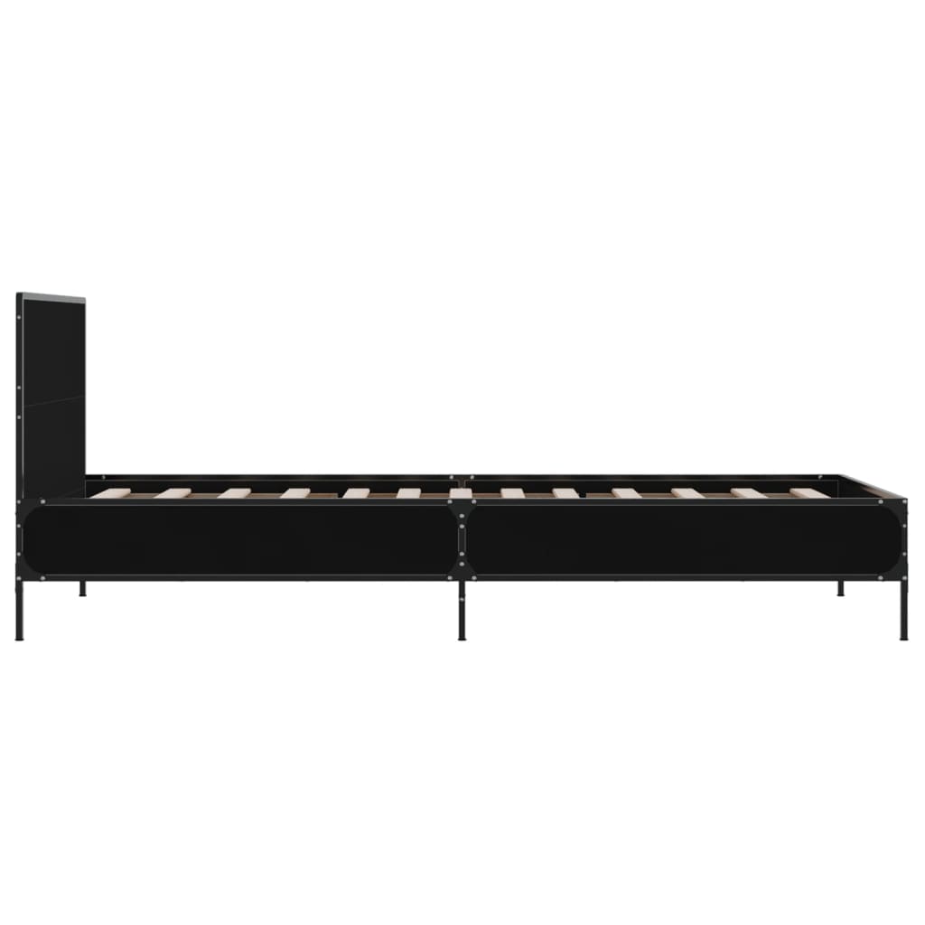 Estrutura de cama 75x190 cm derivados de madeira e metal preto