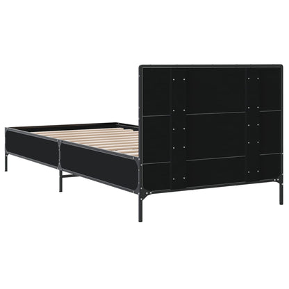 Estrutura de cama 75x190 cm derivados de madeira e metal preto