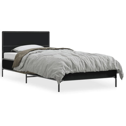 Estrutura de cama 75x190 cm derivados de madeira e metal preto