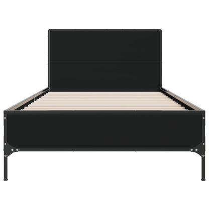 Estrutura de cama 90x190 cm derivados de madeira e metal preto