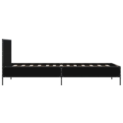 Estrutura de cama 90x190 cm derivados de madeira e metal preto