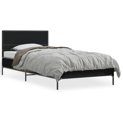 Estrutura de cama 90x190 cm derivados de madeira e metal preto