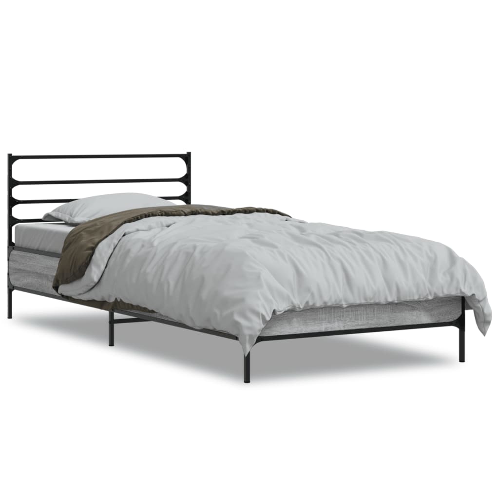 Estrutura cama 100x200 cm derivados madeira/metal cinza sonoma