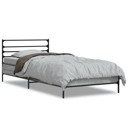 Estrutura cama 100x200 cm derivados madeira/metal cinza sonoma