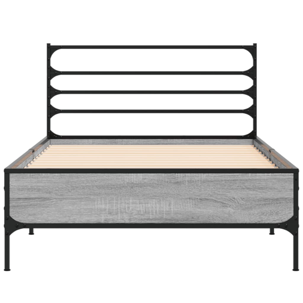 Estrutura cama 100x200 cm derivados madeira/metal cinza sonoma