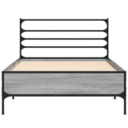 Estrutura cama 100x200 cm derivados madeira/metal cinza sonoma