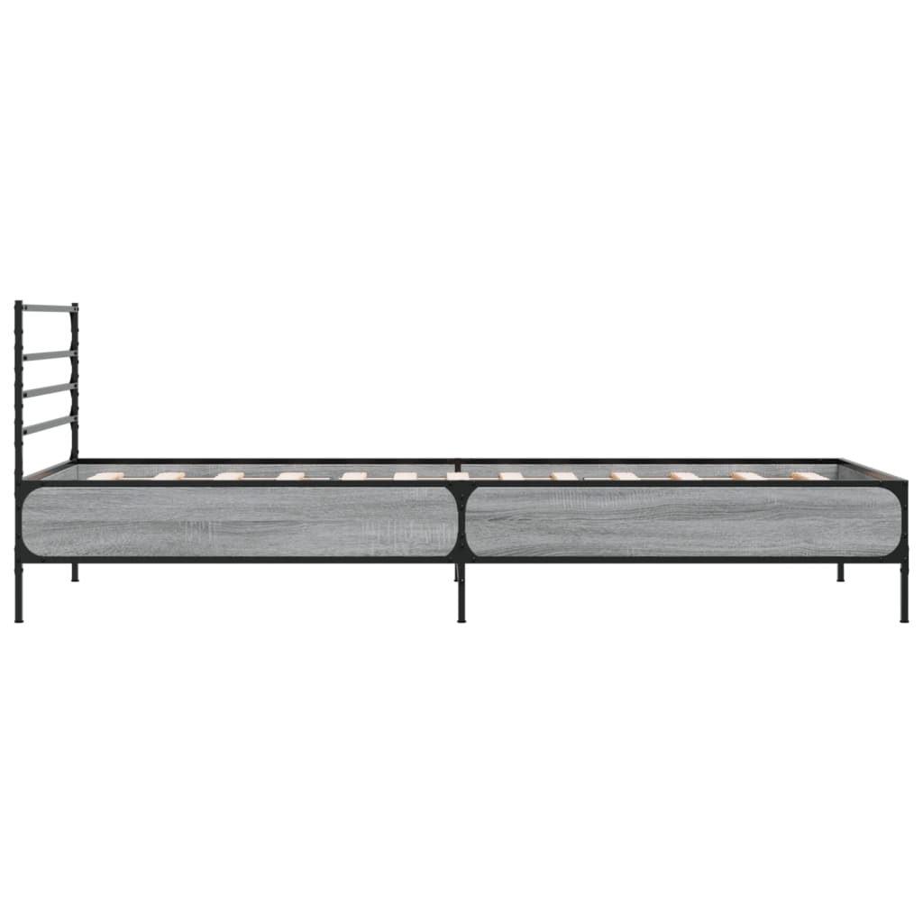 Estrutura cama 100x200 cm derivados madeira/metal cinza sonoma