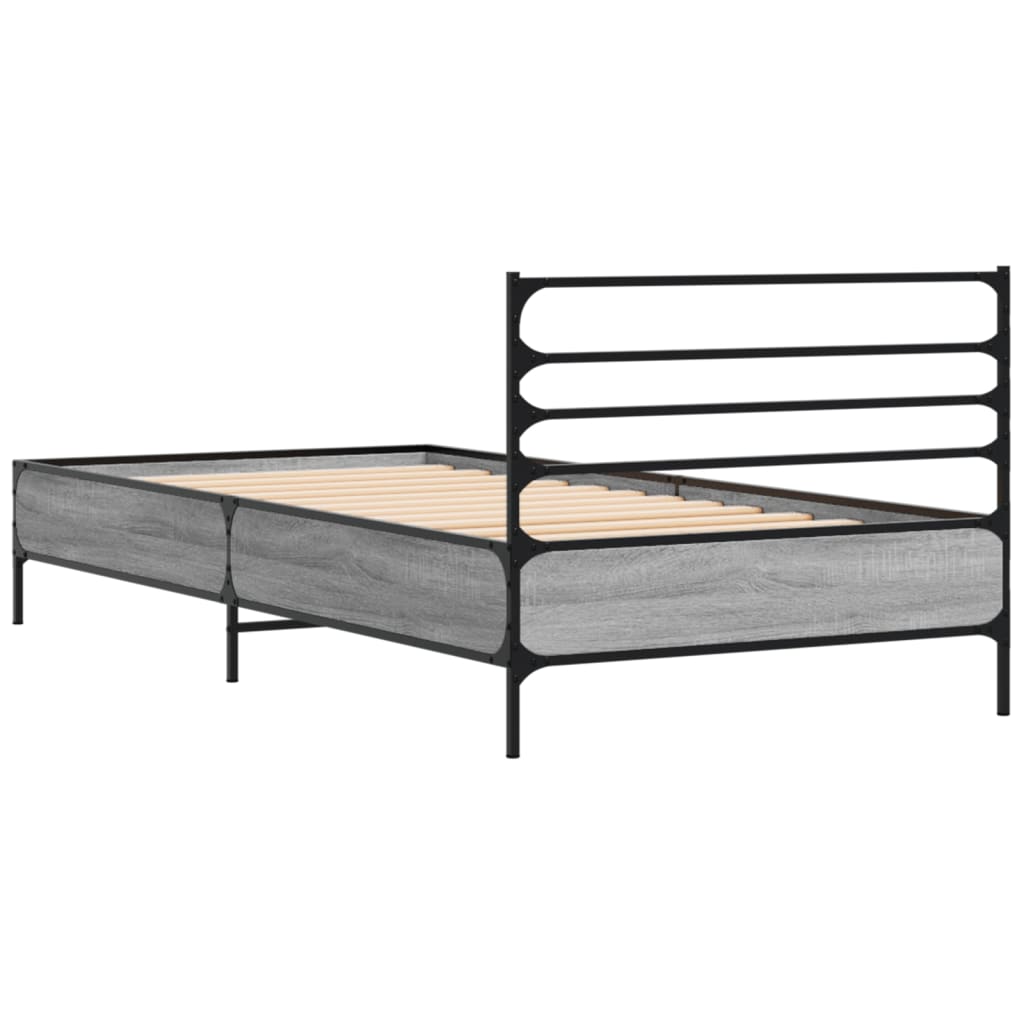 Estrutura cama 100x200 cm derivados madeira/metal cinza sonoma