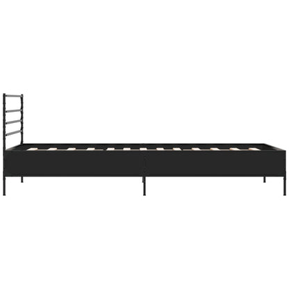 Estrutura de cama 75x190 cm derivados de madeira e metal preto