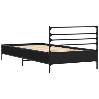 Estrutura de cama 75x190 cm derivados de madeira e metal preto