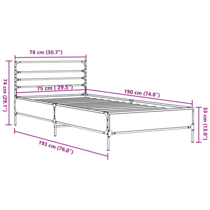 Estrutura de cama derivados de madeira e metal cinzento sonoma