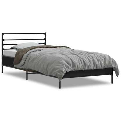 Estrutura de cama 90x190 cm derivados de madeira e metal preto