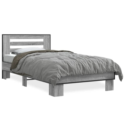 Estrutura cama 100x200 cm derivados madeira/metal cinza sonoma