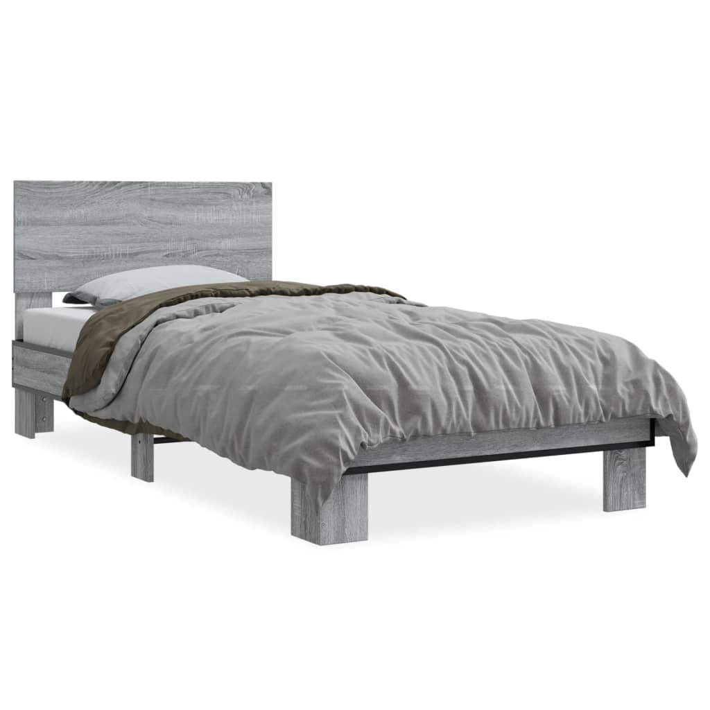 Estrutura cama 100x200 cm derivados madeira/metal cinza sonoma