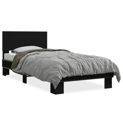 Estrutura de cama 90x190 cm derivados de madeira e metal preto