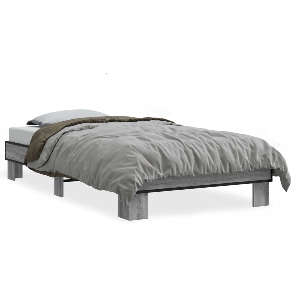 Estrutura cama 100x200 cm derivados madeira/metal cinza sonoma