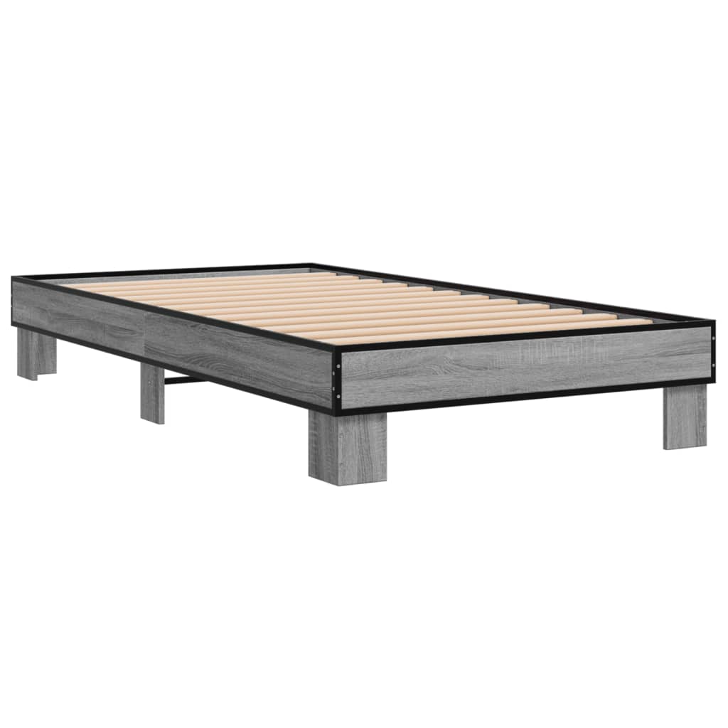 Estrutura cama 100x200 cm derivados madeira/metal cinza sonoma