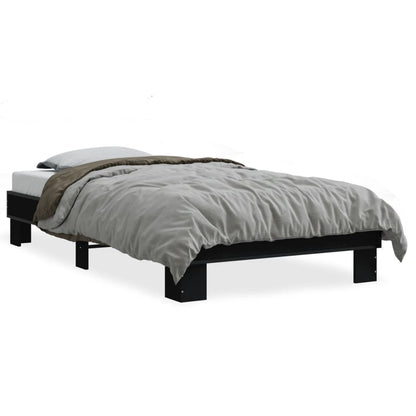 Estrutura de cama 75x190 cm derivados de madeira e metal preto