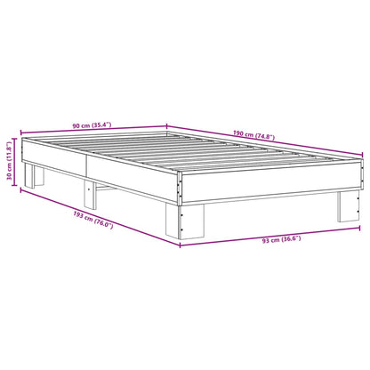 Estrutura de cama derivados de madeira e metal cinzento sonoma