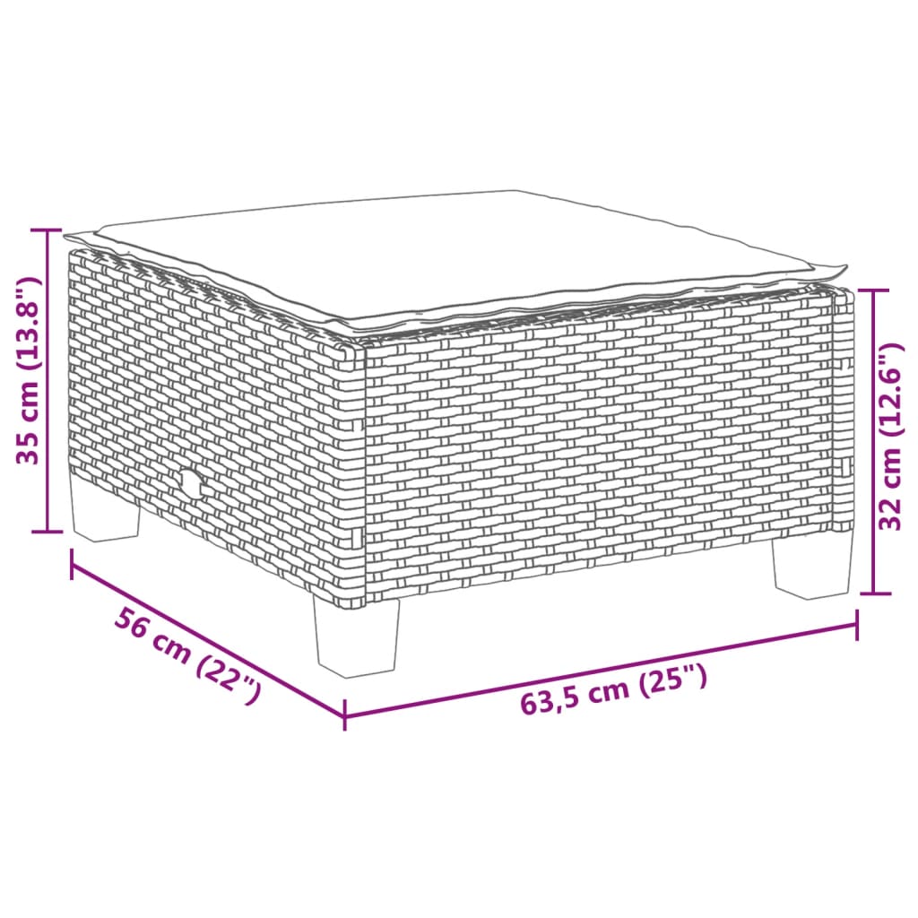 5 pcs conjunto sofás de jardim c/ almofadões vime PE cinzento