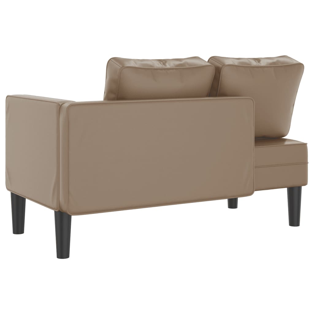 Chaise longue com almofadões couro artificial cor cappuccino