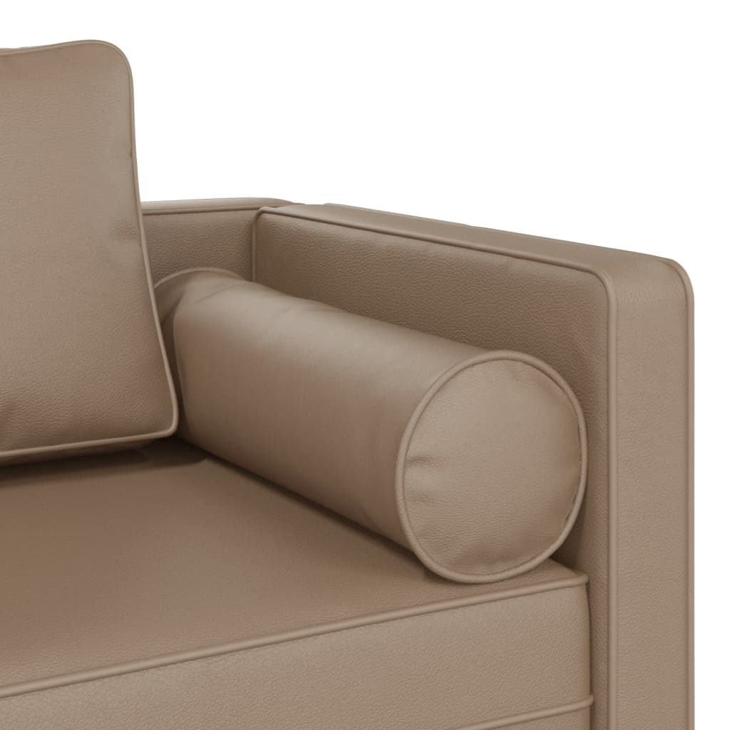 Chaise longue com almofadões couro artificial cor cappuccino