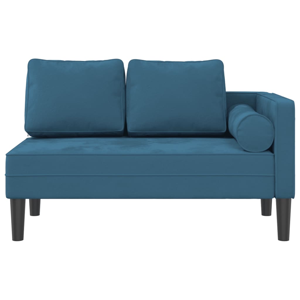 Chaise lounge com almofadões veludo azul