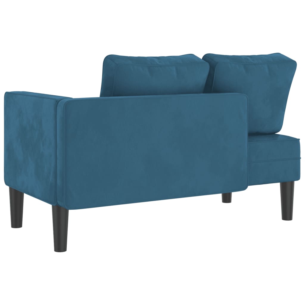 Chaise lounge com almofadões veludo azul