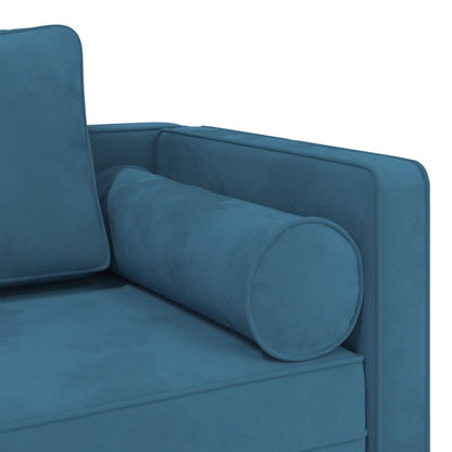 Chaise lounge com almofadões veludo azul